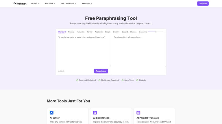 Free Paraphrasing Tool-Toolsmart