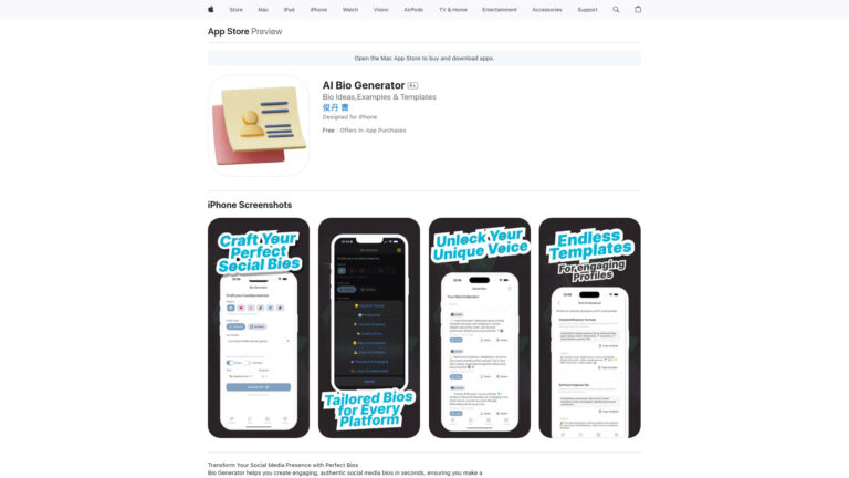 Insta, Tiktok AI Bio Generator