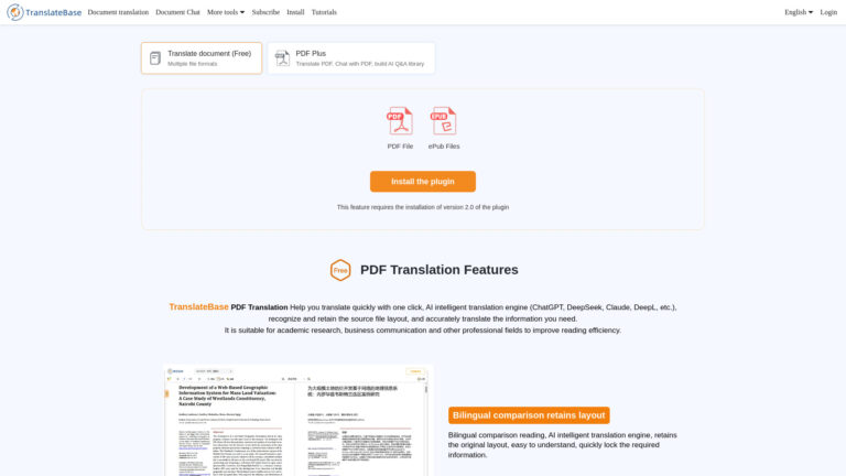 TranslateBase - Web Page, PDF and Subtitle Tranlation | Chat with PDF